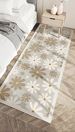 北欧轻奢植物花卉花朵客厅卧室地毯床边毯图案