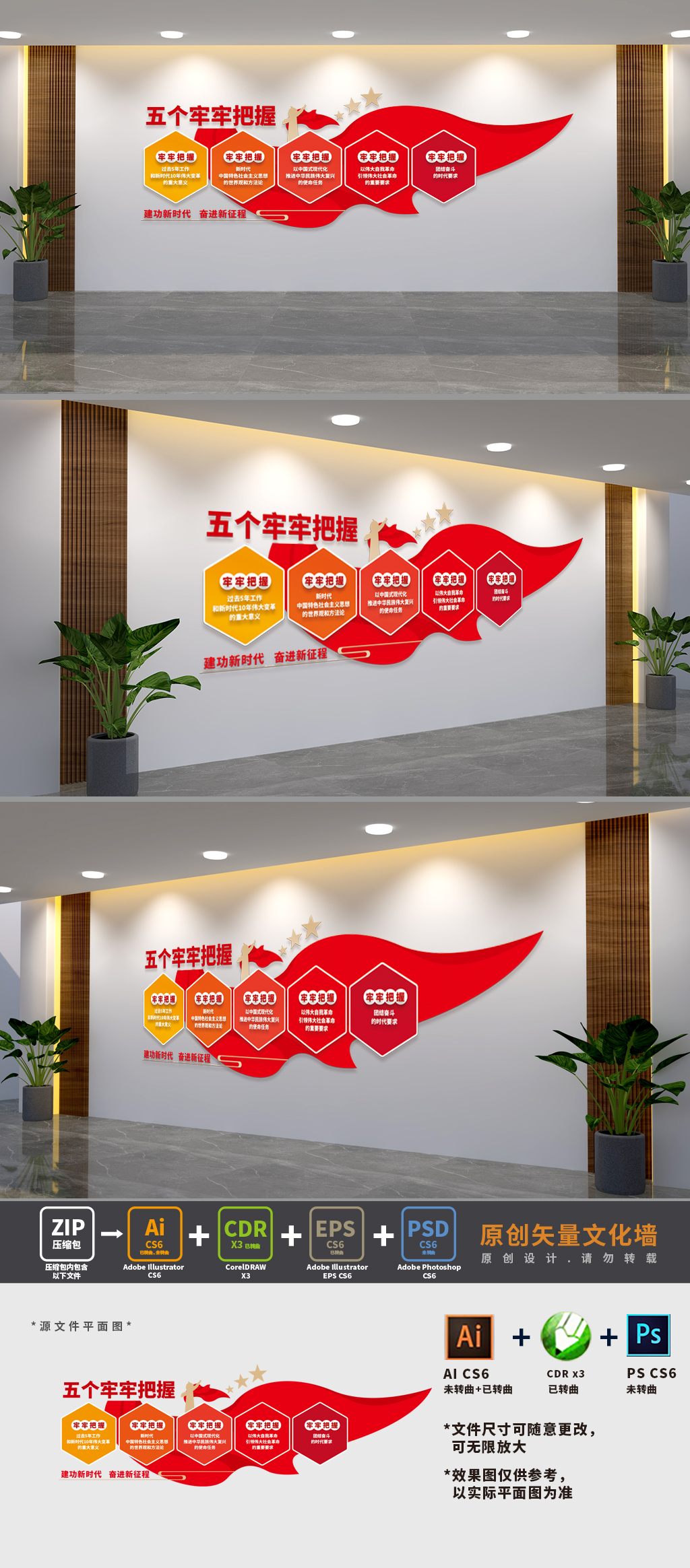 五个牢牢把握基层党建文化墙