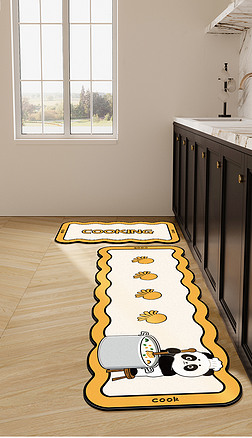 卡通熊猫北欧现代轻奢简约家居地毯厨房地垫
