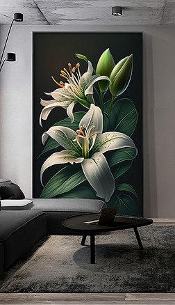 装饰百合花装饰画|百合花植物花卉玄关客厅装饰画3