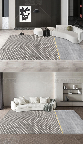 北欧现代简约轻奢几何抽象高端客厅地毯地垫图案设计