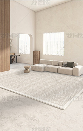 现代简约几何条纹艺术侘寂风客厅卧室地毯地垫设计