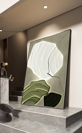 现代抽象石来运转肌理艺术客厅玄关装饰画2