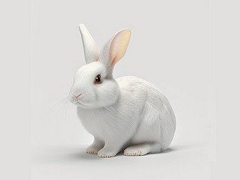 数字艺术作品纯色背景3D兔子模型