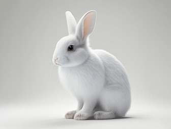 数字艺术作品纯色背景3D兔子模型