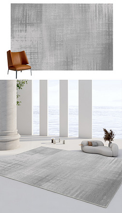 原创新中式简约灰色抽象水墨艺术地毯地垫图