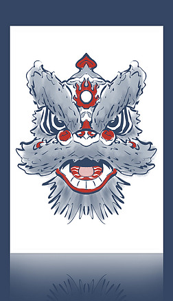 大气潮流插画|原创国潮大气手绘泼墨国画水墨醒狮插画