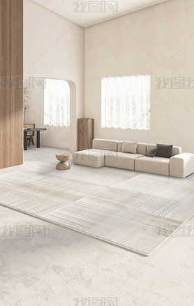 现代简约几何条纹奶茶色客厅卧室地毯地垫图案设计