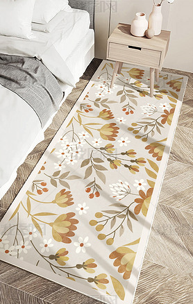 北欧轻奢植物花卉客厅卧室地毯地垫床边毯
