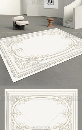 创意莫兰迪条纹抽象欧式古典花地毯