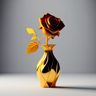 玫瑰花瓶3D模型数字艺术作品5