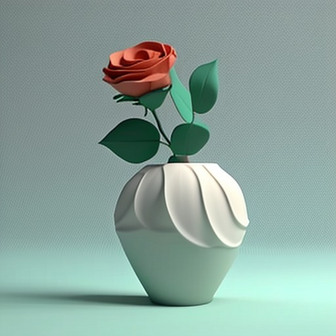 玫瑰花瓶3D模型数字艺术作品6