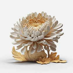 数字艺术作品3D泥金色菊花模型2