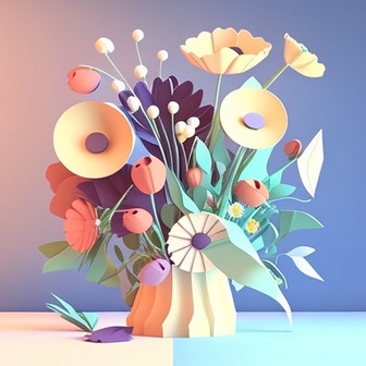 春日花瓶花束3D模型数字艺术作品4