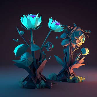 游戏有毒的花朵3D模型数字艺术作品2