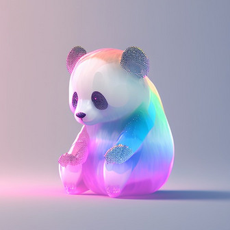 炫彩玻璃高透熊猫3D模型数字艺术作品3