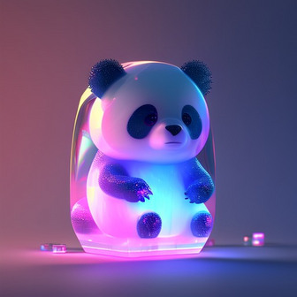 炫彩玻璃高透熊猫3D模型数字艺术作品4