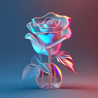 炫彩玻璃高透玫瑰花3D模型数字艺术作品7