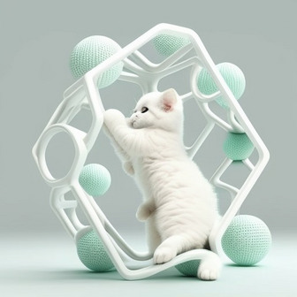 猫咪玩耍3D模型数字艺术作品1
