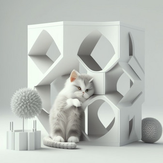 猫咪玩耍3D模型数字艺术作品2