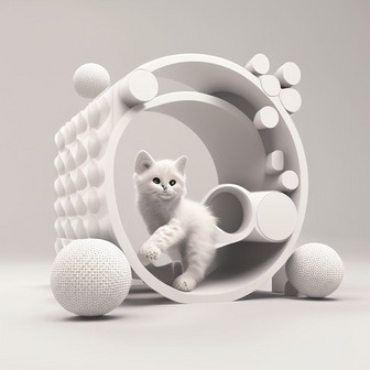 猫咪玩耍3D模型数字艺术作品4
