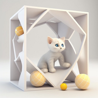猫咪玩耍3D模型数字艺术作品7