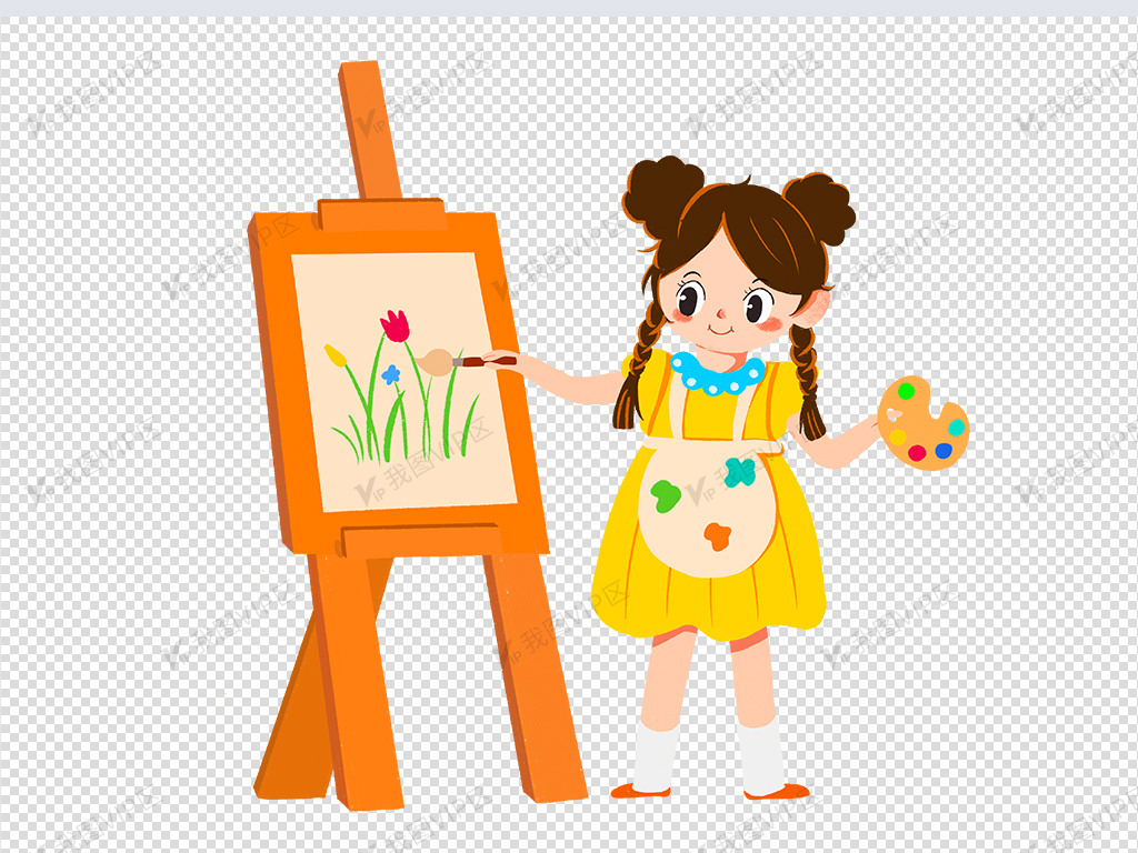 儿童可爱女孩绘画小朋友美术课学生六一