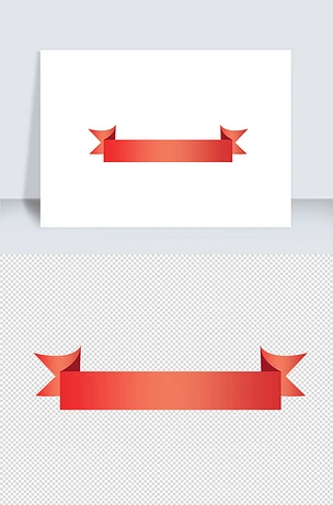 红色电商彩带装饰促销标签边框元素