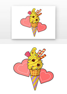 爱心冰淇淋矢量立夏夏天冰淇淋