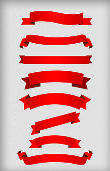 矢量红色丝带飘带文本框标题框促销标签条幅