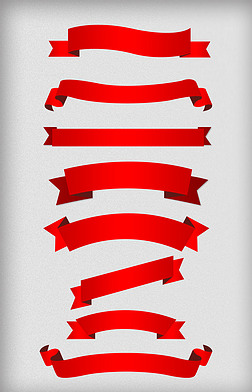 矢量红色丝带飘带文本框标题框促销标签条幅