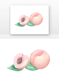 粉色水嫩小暑写实桃子元素