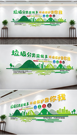 垃圾分类宣传标语文化墙社区绿色环保宣传