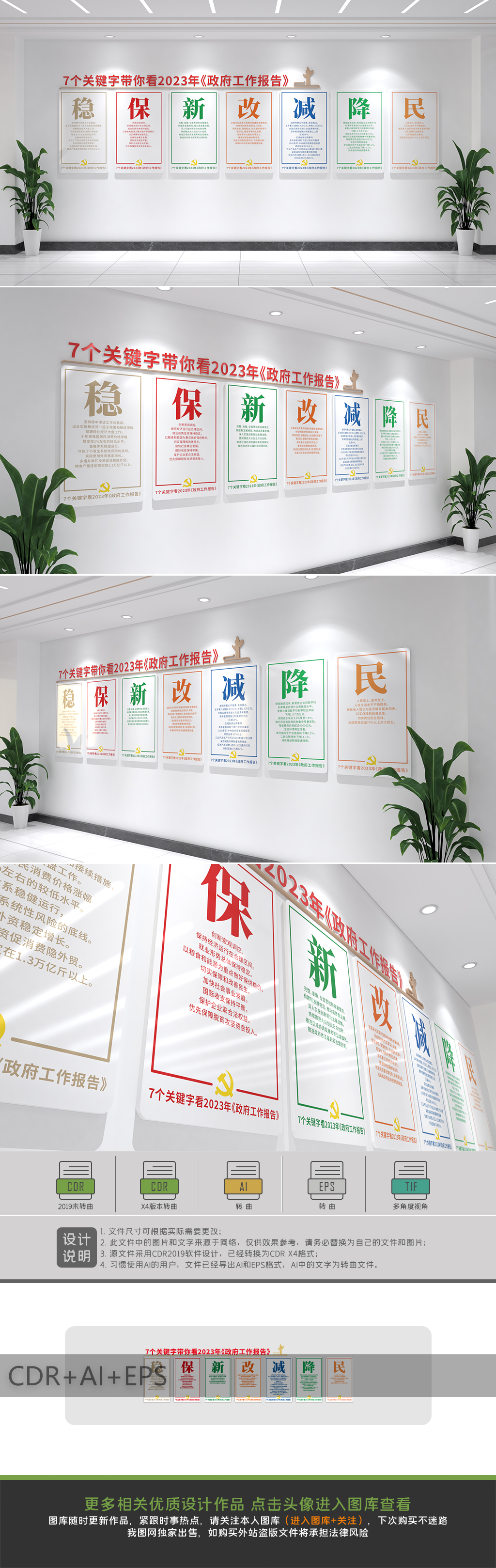 7个关键字看2023年政府工作报告文化墙设计