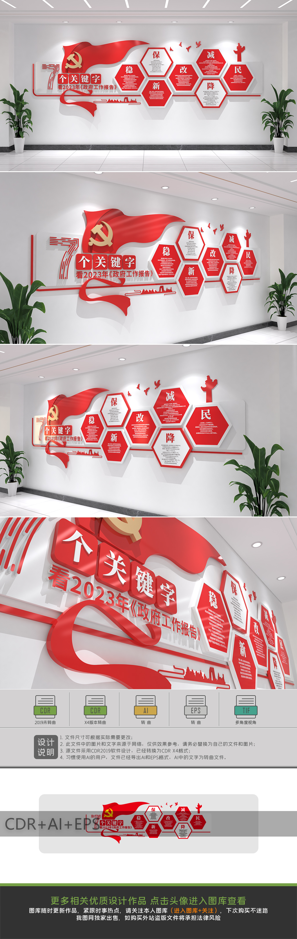 7个关键字看2023年政府工作报告文化墙设计