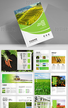 简约大气绿色农业农产品合作社画册设计模板