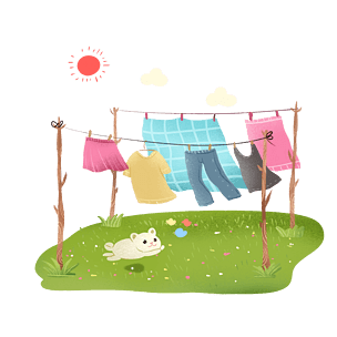 手绘室外晾衣架矢量图