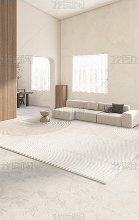 现代简约几何条纹侘寂风客厅卧室地毯地垫图案设计