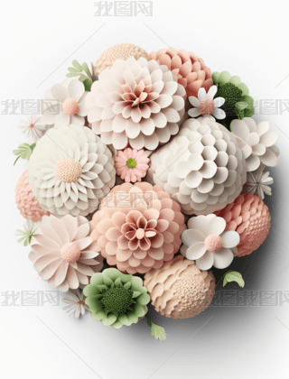 4数字艺术作品3D装饰花朵元素