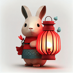 中国风灯笼兔子3D模型数字艺术作品 (13)