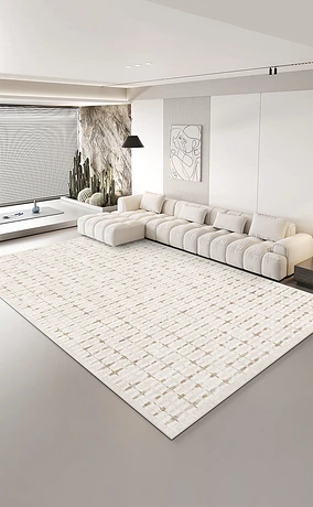 现代简约抽象几何条纹侘寂风客厅卧室地毯地垫设计
