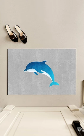 现代简约卡通可爱动物海豚ins门口门垫地毯地垫