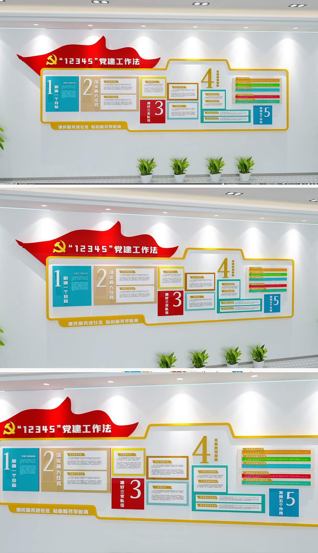 基层社区党建工作法文化墙