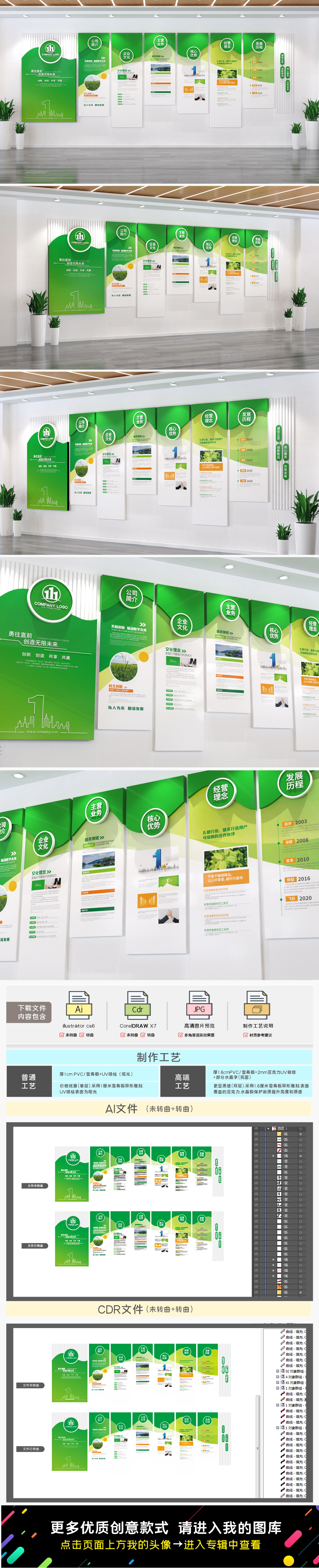 绿色环保科技企业文化墙公司介绍宣传栏形象墙