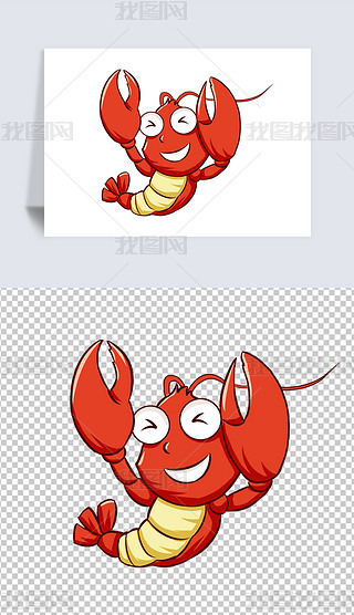 红色大龙虾烧烤卡通插画