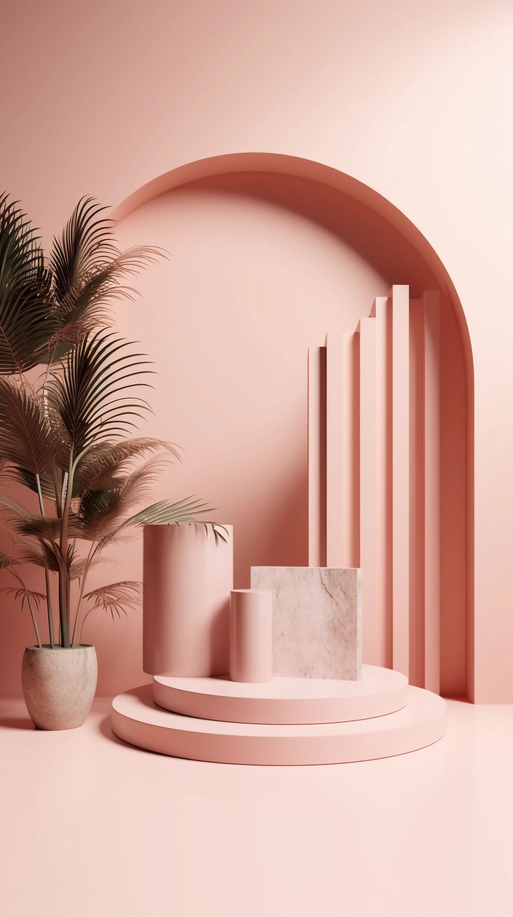 粉色电商产品展示展览平台展台底座背景手机端图片