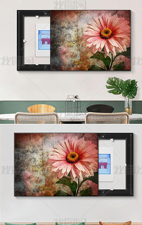 Gerbera Daisy Oil Painting Abstract Flower Bush on Canvas