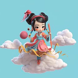 q版女神数字艺术|卡通q版嫦娥奔月