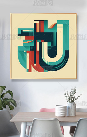 U letter abstract vector with bauhaus style