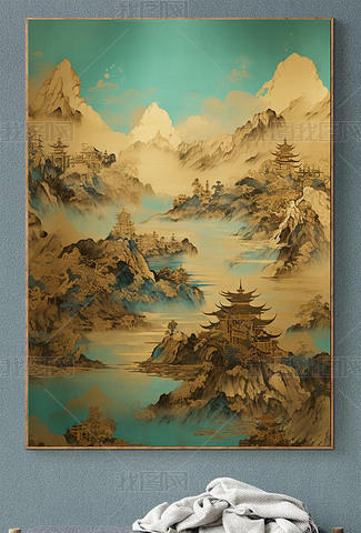 金碧辉煌山水画专题模板-金碧辉煌山水画图片素材下载-我图网